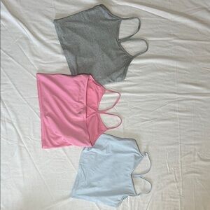 Athleta Crop Tops Set - Pink, Gray, Light Blue